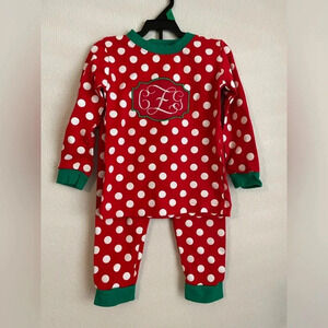 Toddler girls red and green polka dot long sleeve pajama set 4T